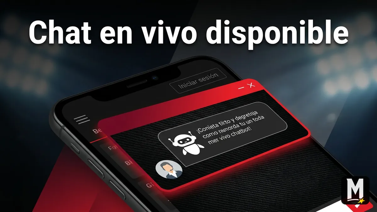 Mockup de chat en vivo de soporte de Maxbet en una pantalla de celular con interfaz en español